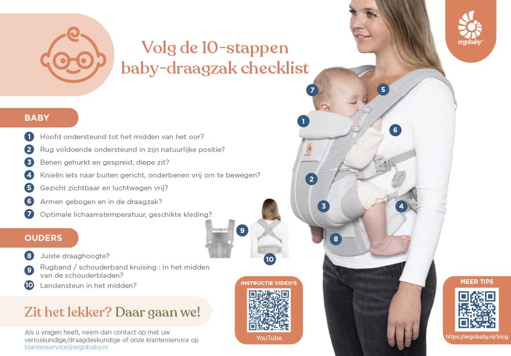 10 punten draagcheck van juist babydraagzak dragen